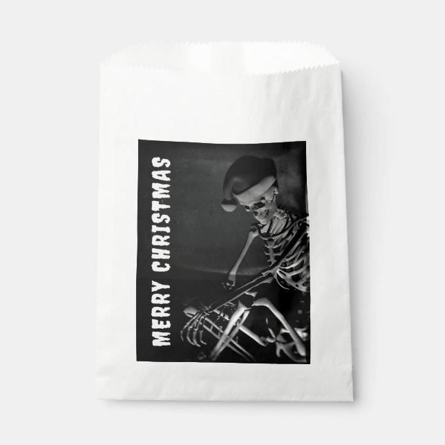 Merry Christmas. Skeleton with Santa hat Favour Bag (Front)
