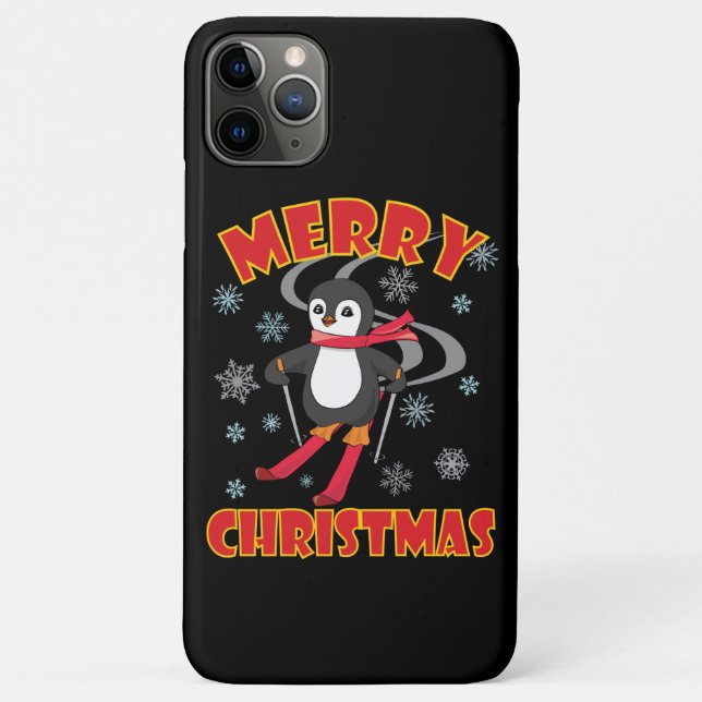 Merry Christmas Skiing Penguin Case-Mate iPhone Case (Back)