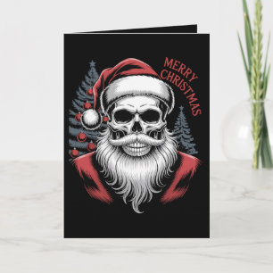 Merry Christmas Skull Santa Hat Beard Gothic Xmas Card