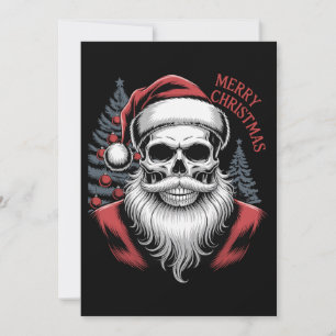 Merry Christmas Skull Santa Hat Beard Gothic Xmas Invitation