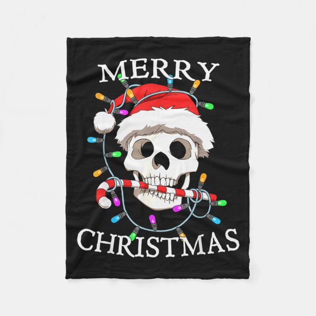 Merry Christmas Skull Skeleton Men Women  Fleece Blanket (Front)
