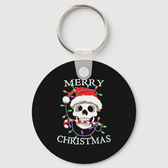 Merry Christmas Skull Skeleton Men Women  Key Ring (Front)