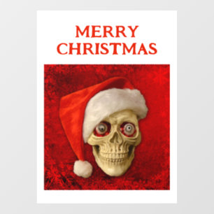 Merry Christmas. Skull wearing Santa hat