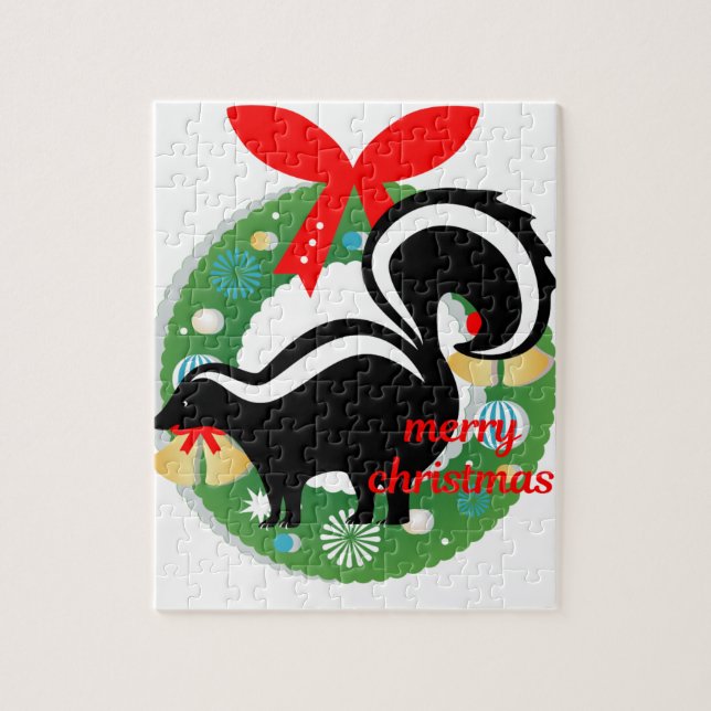 merry christmas skunk jigsaw puzzle (Vertical)