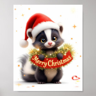 Merry Christmas Skunk Print