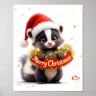 Merry Christmas Skunk Print