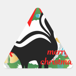 merry christmas skunk triangle sticker