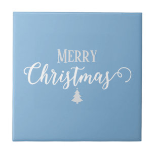 Merry Christmas Sky Blue Solid Colour   #85b5da Ceramic Tile