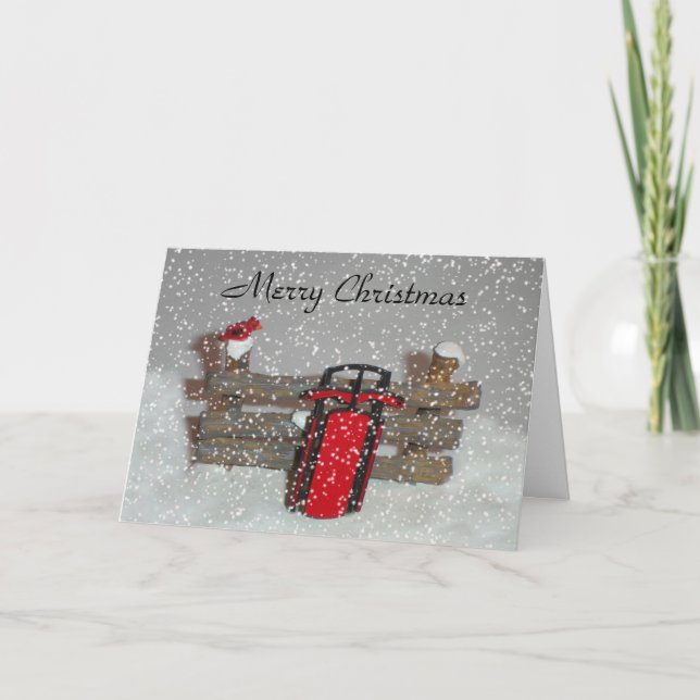 Merry Christmas Sled Card (Front)