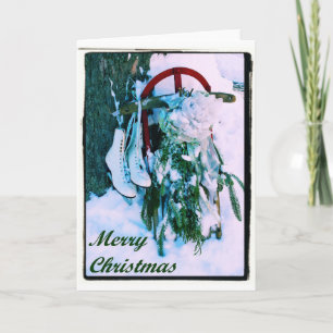 Merry Christmas - Sled & Ice Skates Card