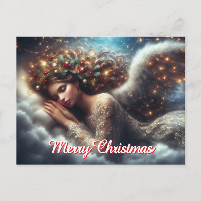 Merry Christmas Sleeping Angel Postcard (Front)