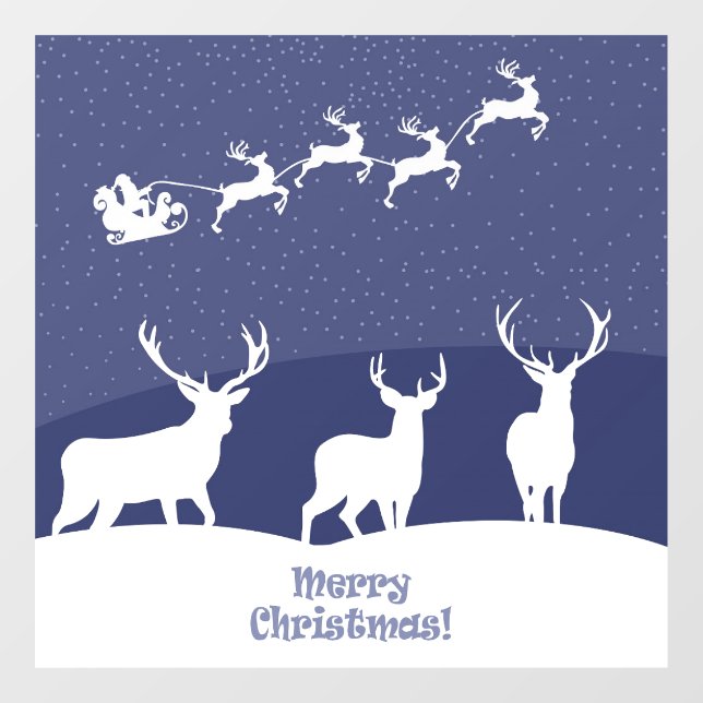 Merry Christmas Sleigh and Reindeer window cling (Sheet)