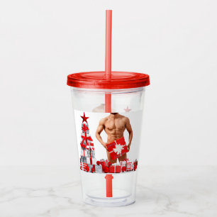 Merry Christmas SlipperyJoe red white silver gift  Acrylic Tumbler