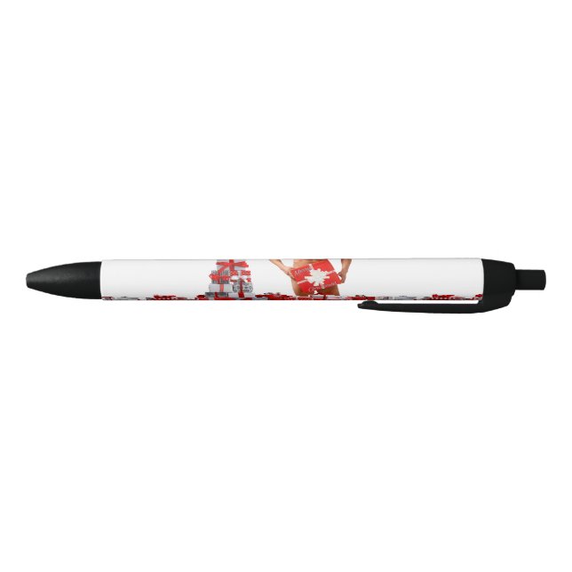 Merry Christmas SlipperyJoe red white silver gift  Black Ink Pen (Bottom)