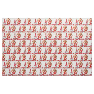 Merry Christmas SlipperyJoe red white silver gift Fabric