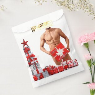 Merry Christmas SlipperyJoe red white silver gift Favour Bag