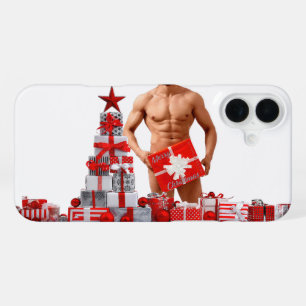 Merry Christmas SlipperyJoe red white silver gift iPhone 16 Plus Case