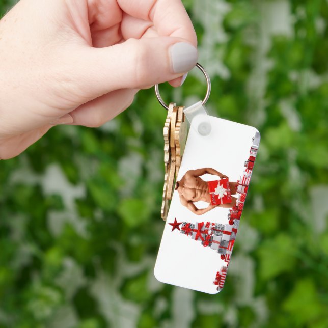 Merry Christmas SlipperyJoe red white silver gift  Key Ring (Hand)