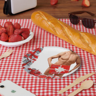 Merry Christmas SlipperyJoe red white silver gift Paper Plate