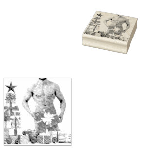 Merry Christmas SlipperyJoe red white silver gift  Rubber Stamp