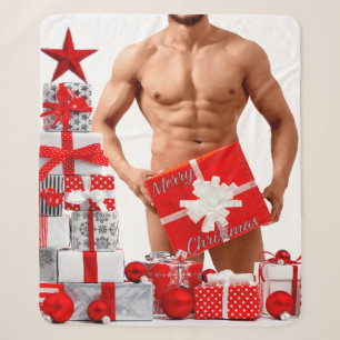 Merry Christmas SlipperyJoe red white silver gift  Sherpa Blanket