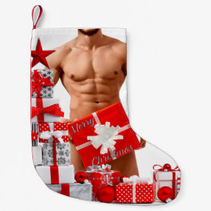 Merry Christmas SlipperyJoe red white silver gift  Small Christmas Stocking