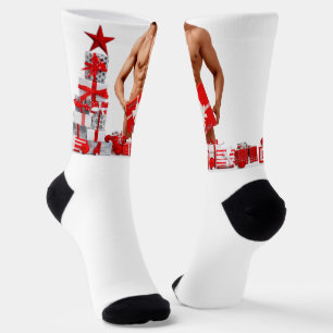 Merry Christmas SlipperyJoe red white silver gift  Socks