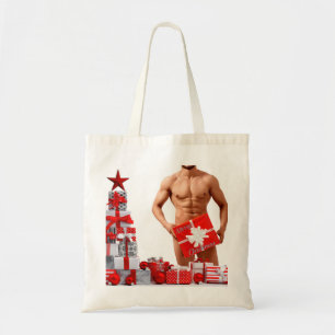 Merry Christmas SlipperyJoe red white silver gift Tote Bag