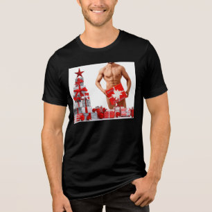 Merry Christmas SlipperyJoe red white silver gift Tri-Blend Shirt