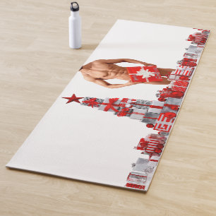 Merry Christmas SlipperyJoe red white silver gift Yoga Mat
