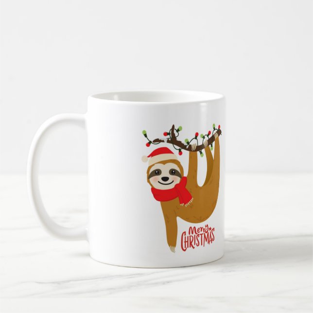 Merry Christmas Sloth Coffee Mug (Left)