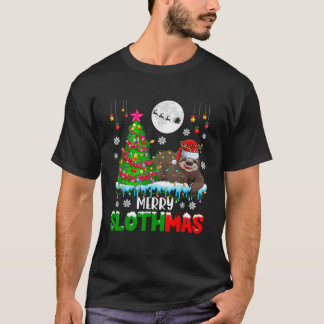 Merry Christmas Sloth Costume Santa Reindeer Xmas T-Shirt