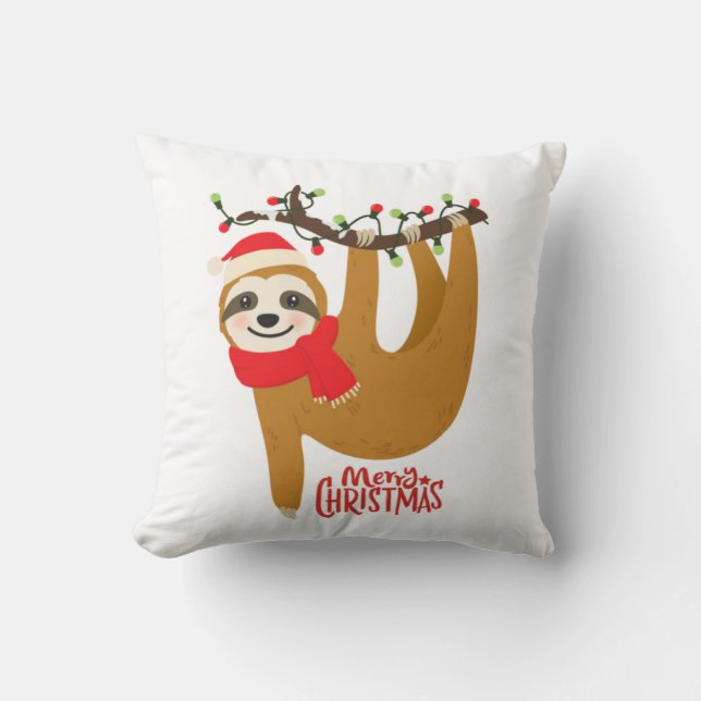 Merry Christmas Sloth Cushion (Front)