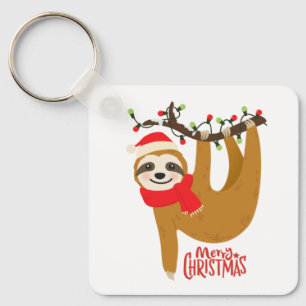 Merry Christmas Sloth  Cute Festive Holidays Key Ring