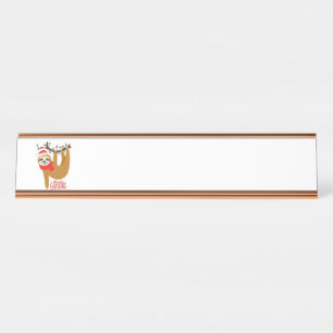 Merry Christmas Sloth Desk Name Plate