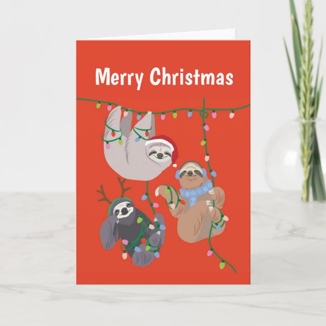 Merry Christmas Sloth Holiday Card (Front)