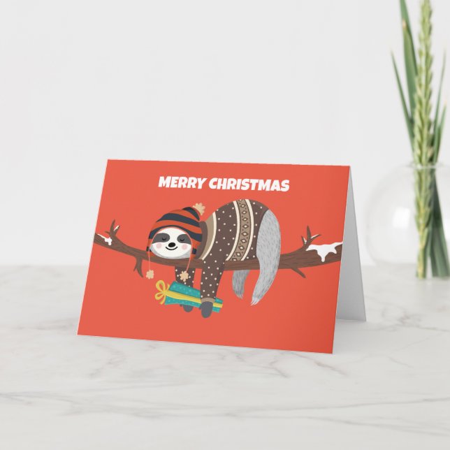 Merry Christmas Sloth holiday card (Front)