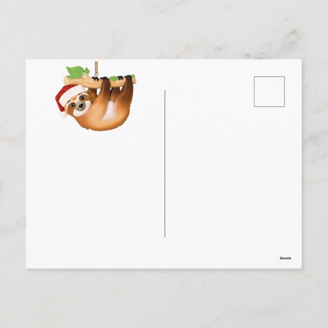 Merry Christmas Sloth Holiday Card Postcard (Back)
