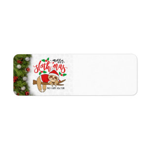 Merry Christmas Sloth Holiday Label Return Address Label