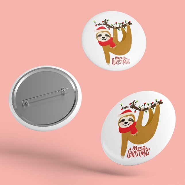Merry Christmas Sloth | Holidays 3 Cm Round Badge (Creator Uploaded)