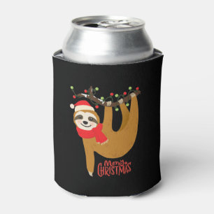 Merry Christmas Sloth Holidays Can Cooler