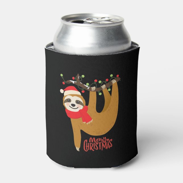 Merry Christmas Sloth | Holidays Can Cooler (Can Front)