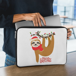 Merry Christmas Sloth Holidays Laptop Sleeve