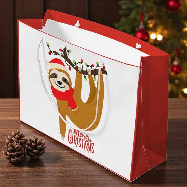 Merry Christmas Sloth | Holidays Large Gift Bag (Creator Uploaded)