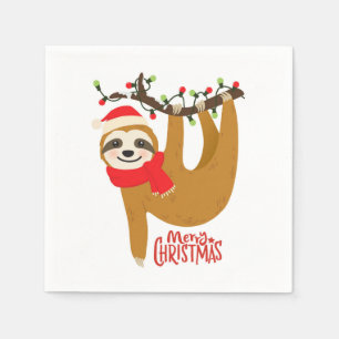 Merry Christmas Sloth Holidays Napkin