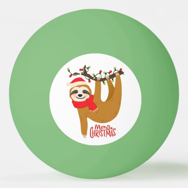 Merry Christmas Sloth | Holidays Ping Pong Ball (Front)