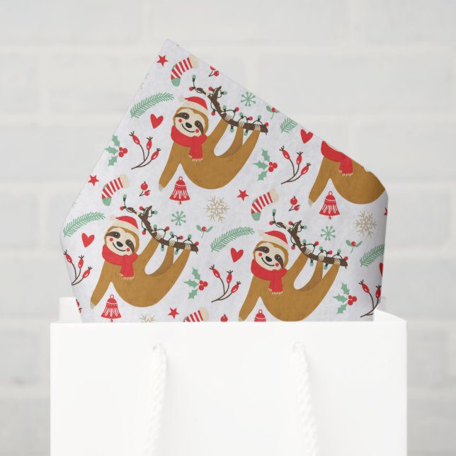 Merry Christmas Sloth | Holidays Tissue Paper (Gift Bag)