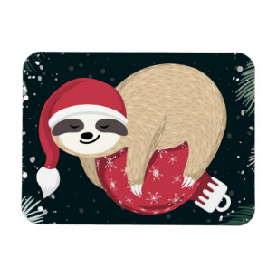 Merry Christmas Sloth Ornament Magnet