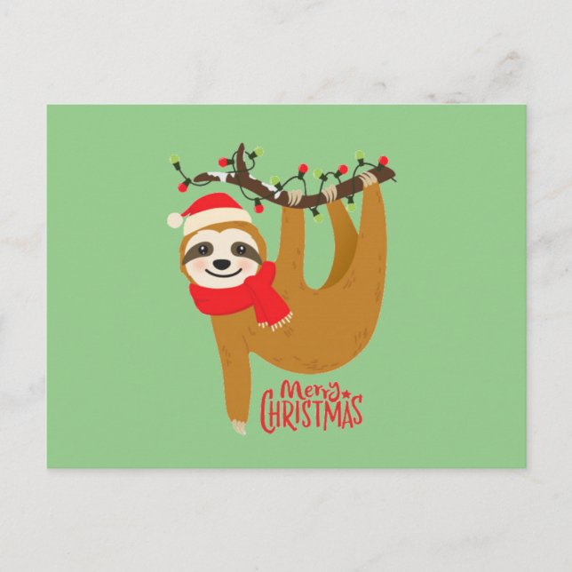 Merry Christmas Sloth Postcard (Front)
