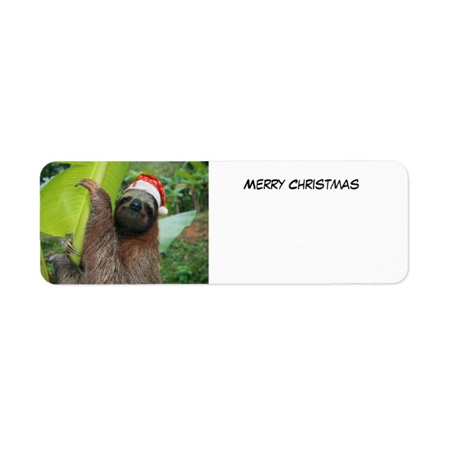 Merry Christmas Sloth Return Address Label (Front)